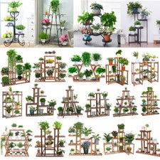 Moisture-proof Wooden Plant Pot Stand Rack Rustproof Flower Bonsai Display Shelf