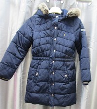 Girls Joules Hartwell navy padded coat with hood, Age 10 years