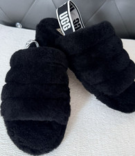Ugg black faux fur - faux, slider