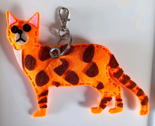 Orange felt bengal cat animal - orange,