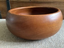 Vintage Wooden Large Teak Round Fruit / Salad Bowl approx  9.5ins/24cm Diameter 