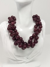 Chunky stwisted beaded necklace, Statement necklace Teal or Red