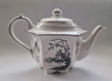 VINTAGE SADLER MEDIUM 3/4 Cup Hexagonal Teapot Castle Coast Loch Silver Gilt.