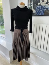 Women’s BETTY JACKSON black/taupe wool blend knitted dress, UK10 (neat fit)