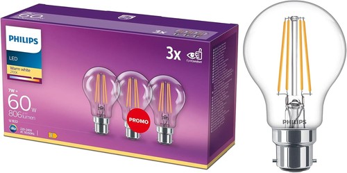 Philips b22 clear filament - philips,