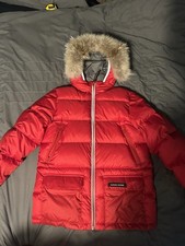 Red Unisex Kids XL Canada Goose Authentic Fur Winter Coat.