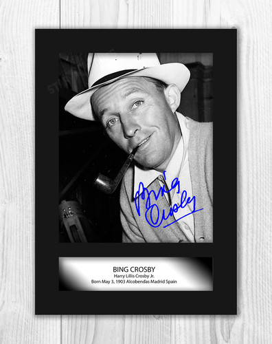 Bing crosby signed - a4, mounted