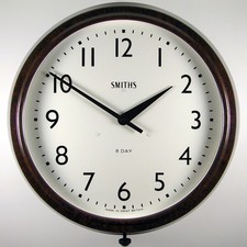 SMITHS vintage bakelite cased large 14 inch diameter 8 day wall clock dated 1961