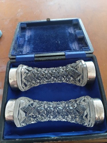 Pair cut glass - cut, rests