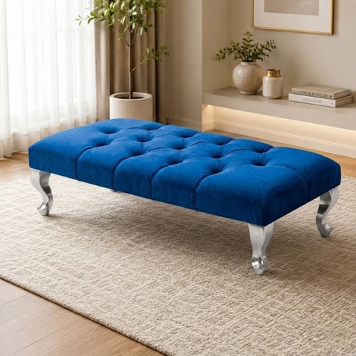 Velvet footstool ottoman bench - footstool,