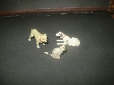 3 1930's BRITIONS LEAD GARDEN ? TWO DOGS ONE CAT FIGURES