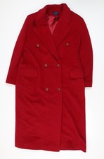 Alexon Women's Red Wool Long Overcoat Size 18 Classic Style