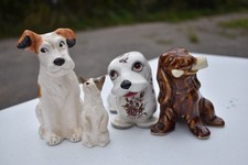 Vintage Dog Figurines x4 – Szeiler & Masteg Wales – Dachshund, Spaniel & Terrier
