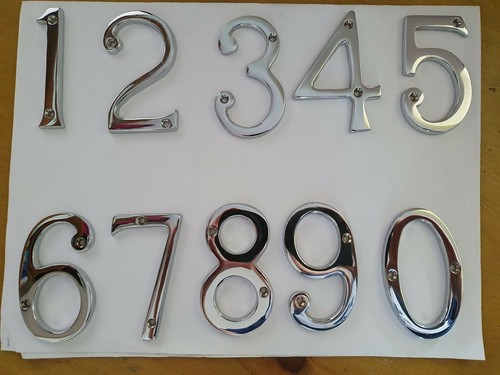 Polished chrome door numbers - polished,