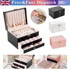 3 Tiers New Large Jewellery Boxes Storage Case Drawer Cabinet Necklace Organizer