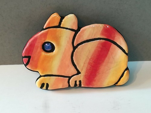 Red orange mosaic ceramic - red,