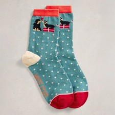 White Stuff Socks Dog Blue