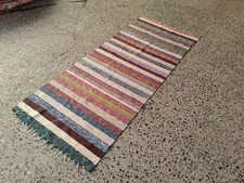 Vintage Turkish Rag Rug Runner 2.9x7.2 ft | Striped Kilim