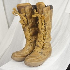 Vintage Timberland Tan Leather Tall Boots Mid Calf - UK 9 - Men's Sherpa Lined