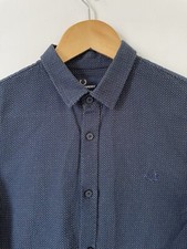 Fred Perry Pin Dot Shirt Small Lined Long Sleeve Blue Mod Skins Ska