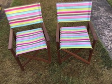 Director's Chair Folding Solid Wooden Outdoor Garden seats Barbecue Party x2