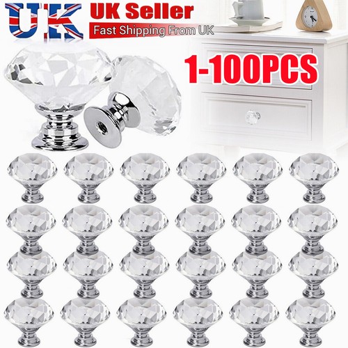 30mm crystal glass door knobs - 30mm,