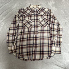 Levi's LVC Vintage 70s Western Shirt Mens Small Big E Pearl Snap Check Beige