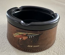 Jock Scott Vintage Fly Fishing Leather or leatherette ashtray 13cm diameter