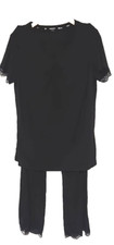 Pretty Secrets Black V-Neck Top Relaxed Pants 2 Piece Lounge wear Set Size 32/24