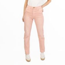 M&S Womens Jeans Full Length Straight Leg Light Pink Denim Trousers Summer