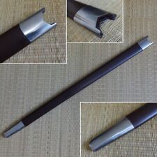 Medieval brown leather covered hardwood scabbard with steel tip & throat. Sheath