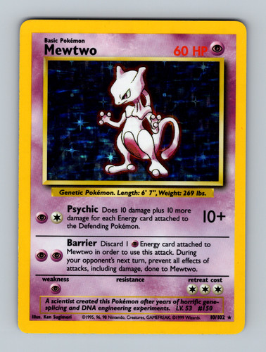 Mewtwo 010 102 base set - mewtwo, light