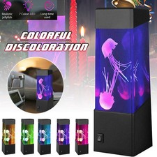 LED Jellyfish Lava Lamp 7-Color Aquarium Bedside Night Atmosphere Mood Light NEW