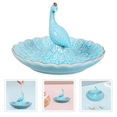 Ceramic peacock shaped trinket - ceramic,
