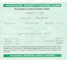 CRICKET TICKET - England v