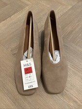 Marks and Spencer Suede Low Heel Court Shoes Size 7 Standard Fit