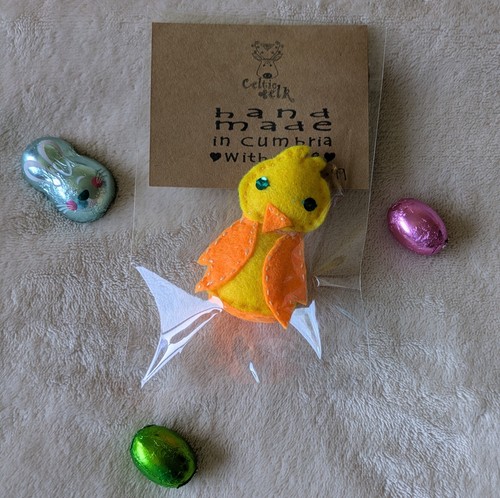 Handmade felt hanging chicks