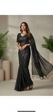 Shimmer black saree - black, ready