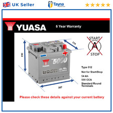 Car Battery YBX5012 Yuasa 012