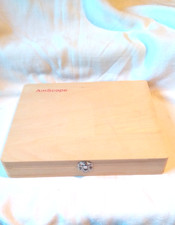 AMSCOPE 100 PREPARED MICROSCOPE SLIDES IN A WOODEN BOX. BOTANY, ZOOLOGY, ETC.