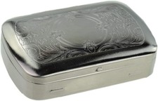 Paisley Silver 1oz Tobacco Tin with Built-In Rolling Paper Holder - Slim Pocket