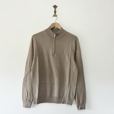 Simon Carter 100% Merino Wool Jumper Size M Beige 1/4 Zip Minimal RRP £105