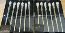 Christian Lacroix 6 Glass Gold Glitter Hanging Christmas Icicles Decorations