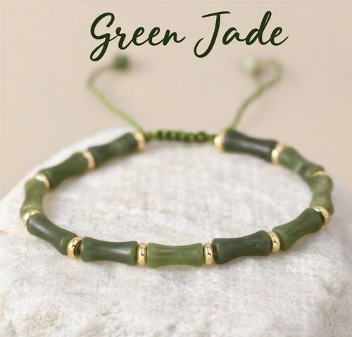 Green jade bamboo shaped beads - green,