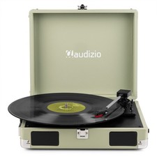 Audizio RP111G Briefcase Record Player with Speakers 3 Speed Turntable - Green