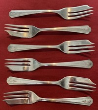 Set Of 6 Vintage Silver Plated 1937 George VI Coronation Souvenir Pastry Forks