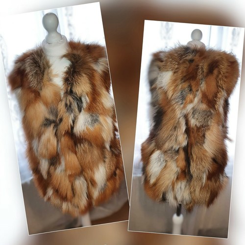 Fox fur gilet waistcoat - fox,