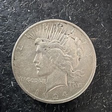 1924 A Peace Silver Dollar $1 90% US Coin