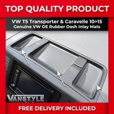 FITS VW T5 TRANSPORTER & CARAVELLE 10-15 GENUINE VW RUBBER ANTI SLIP DASH MATS