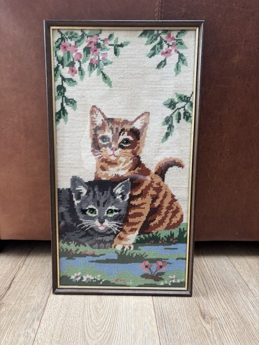 Vintage cat picture framed - cat,